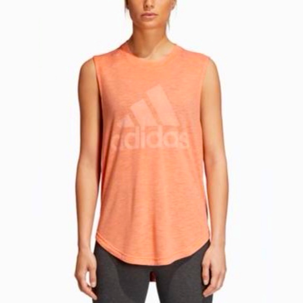 NWT Adidas Winners Tank Sleeveless Tee in Chalk Coral Melange Size Small